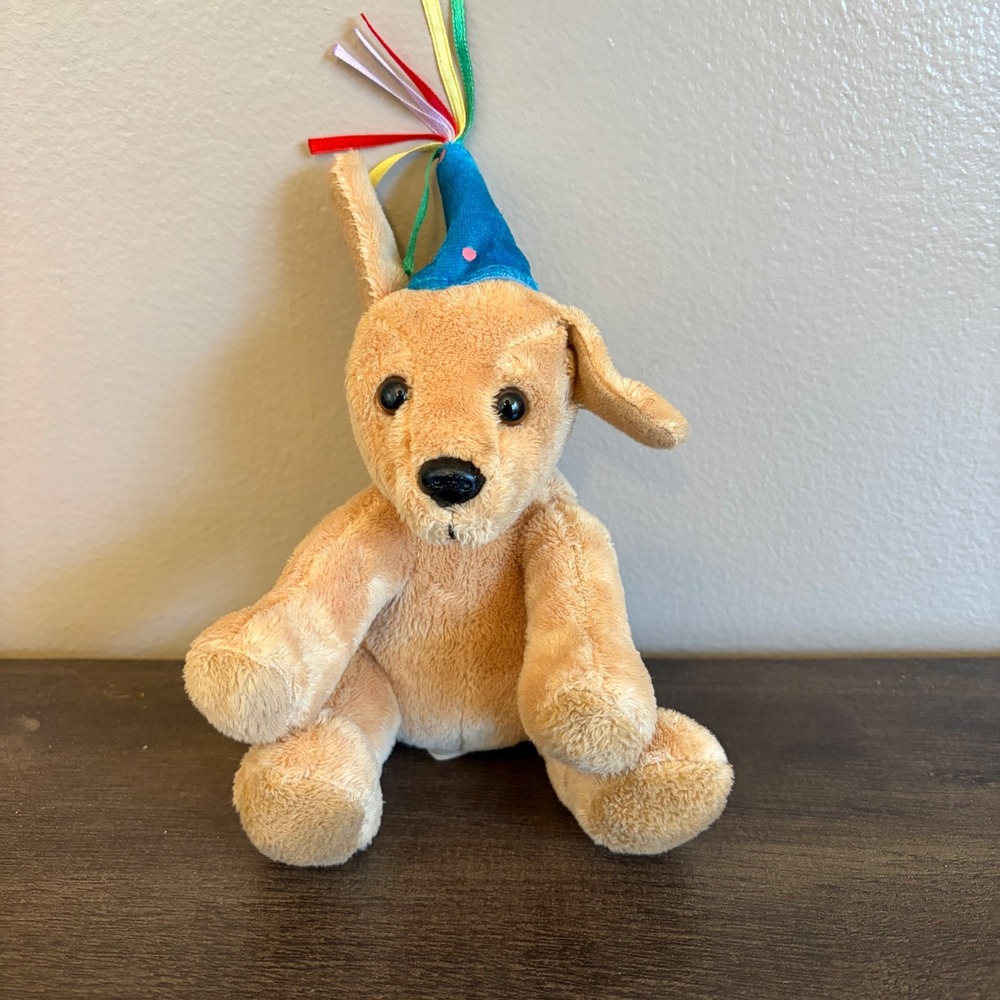 Applause Russ Berrie Birthday Dog Plush Blue Party Hat Tan Puppy 69977 2007